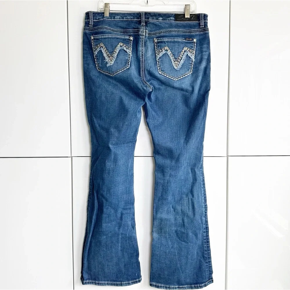 Seven (7) Flare Leg Jeans Embellished Back Pocket Size 12 Y2K